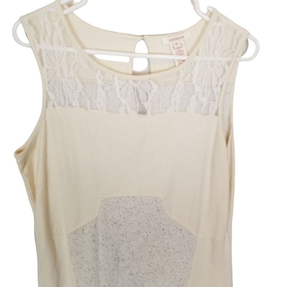 Sundance Womens M Ivory French Terry Knit Lace Sle - Picture 3 of 9